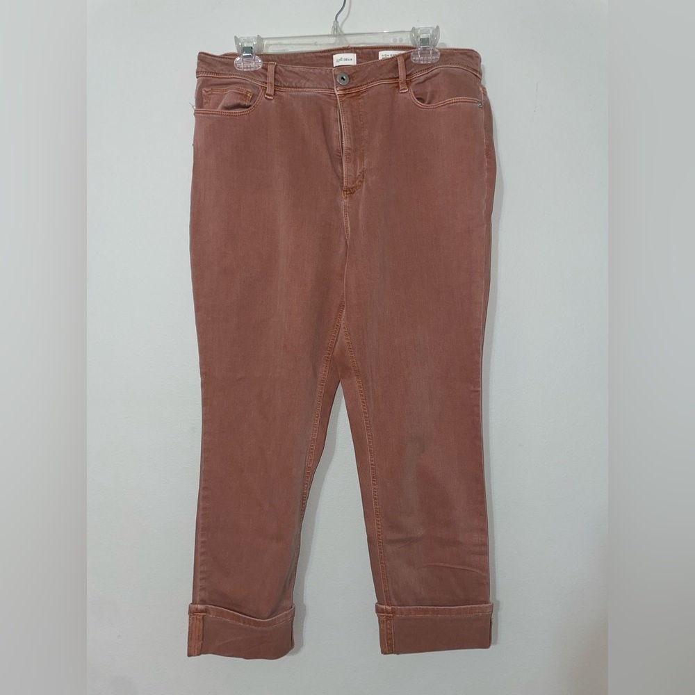 J. JILL DENIM Dusty‎ Pink High Rise Cropped Cuffed Jeans Petites Size 12